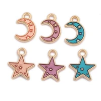 20pcslot diy jewelry alloy accessories oil drop earring pendant star moon earring accessories small enamel charm