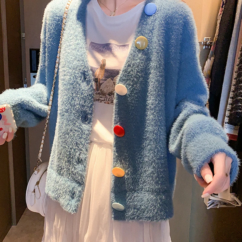 

Unbreakable 2020 Fashion Vintage Cardigan Women Single Breasted Long Sleeve Knitted Sweaters Ladies Candy Colors Button Coat