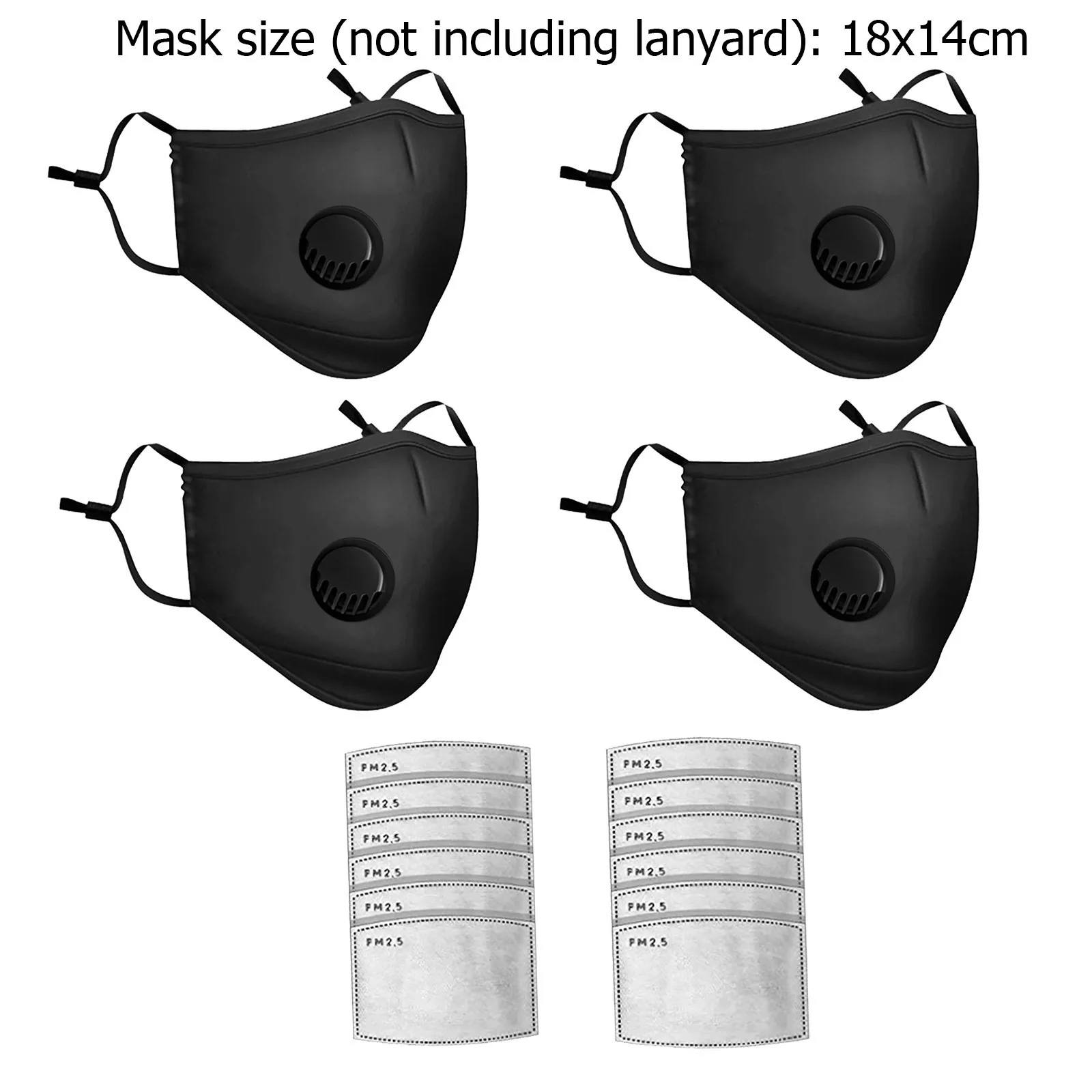

4PC Outdoor Cycling Breathing Valve Mask Reusable Dustproof PM2.5 Windproof Anti[-Foggy Haze Pollution Riding Warm With Filter