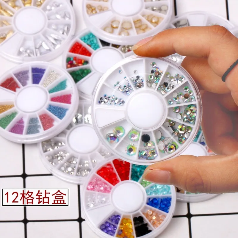 Смешанная коробка алмазные украшения для ногтей золотые и серебряные стальные
