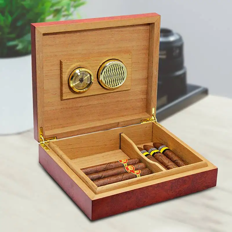 

20 Count Cedar Wood Cigar Humidor Humidifier With Hygrometer Case Box with Moisturizing Device Cigarette Accessories