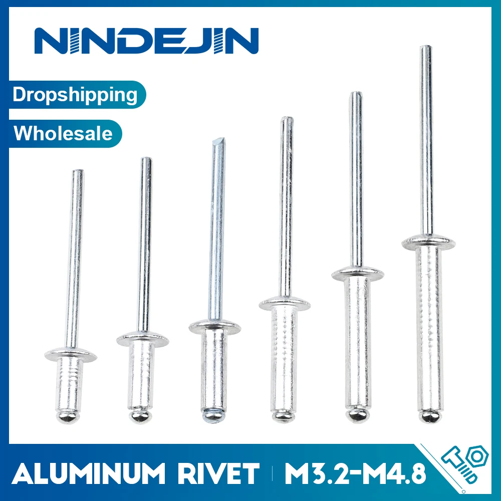 NINDEJIN 30/50 шт поп заклепки алюминиевые M3.2 M4 M4.8 купольная головка слепые стальная