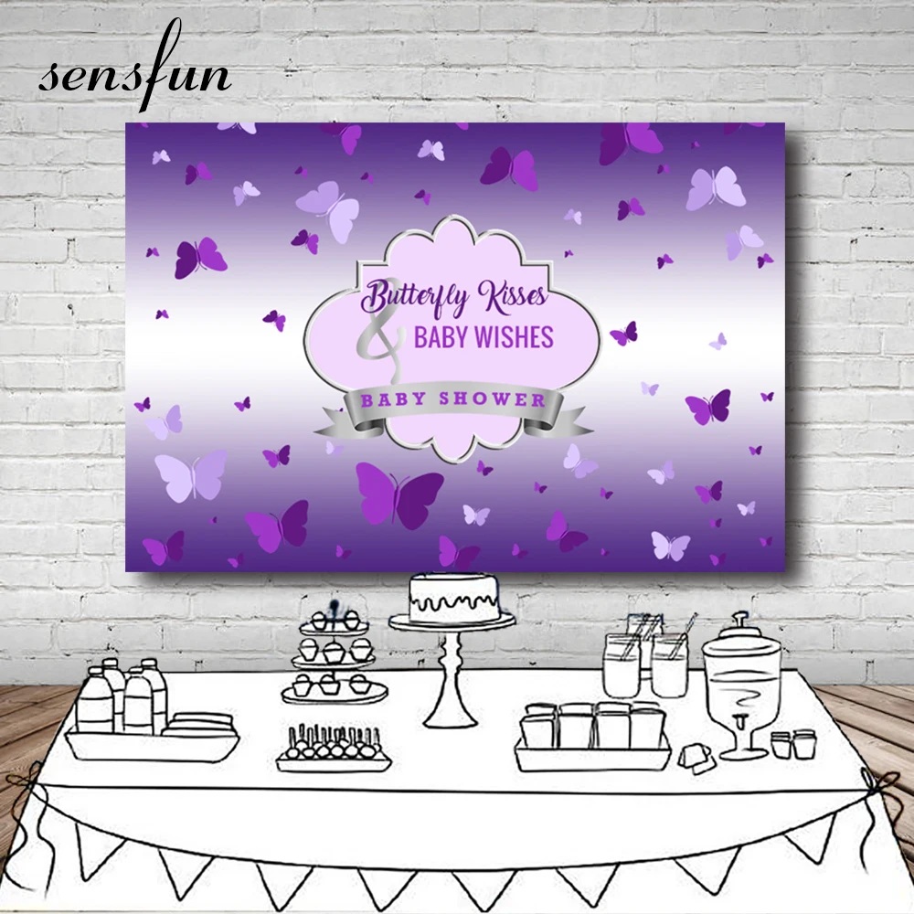 

Sensfun Фиолетовый тема бабочка детский душ фоны для фотостудии Девочки День Рождения фотографии фоны на заказ