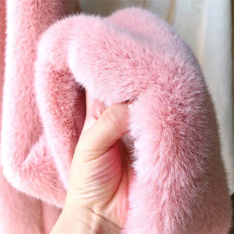 Winter Net Red New Imitation Fur Mink Plush Long Coat Stand Collar Over Knee Thick Loose Jacket Women Korean Version The Wild