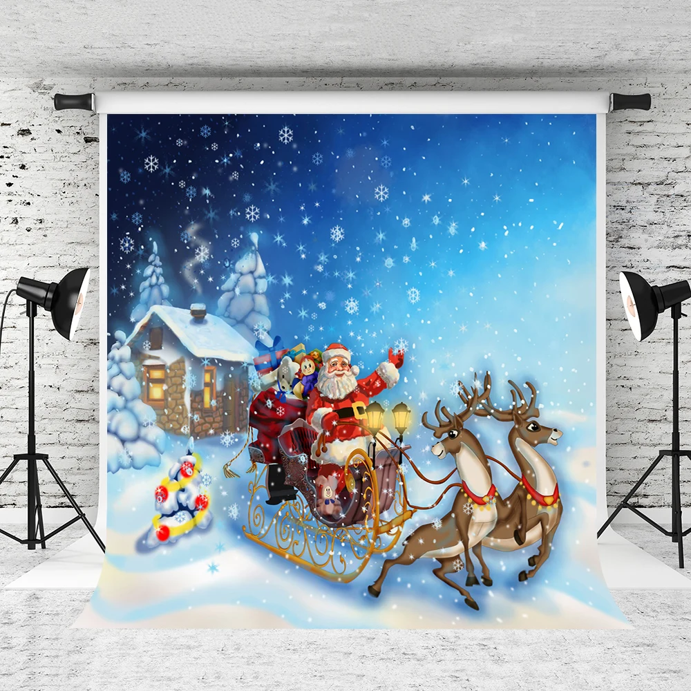 

Винилбдс счастливый Рождество фоны фотографии с Санта Клаусом перевозки подарки фото фоны для детской фотостудии