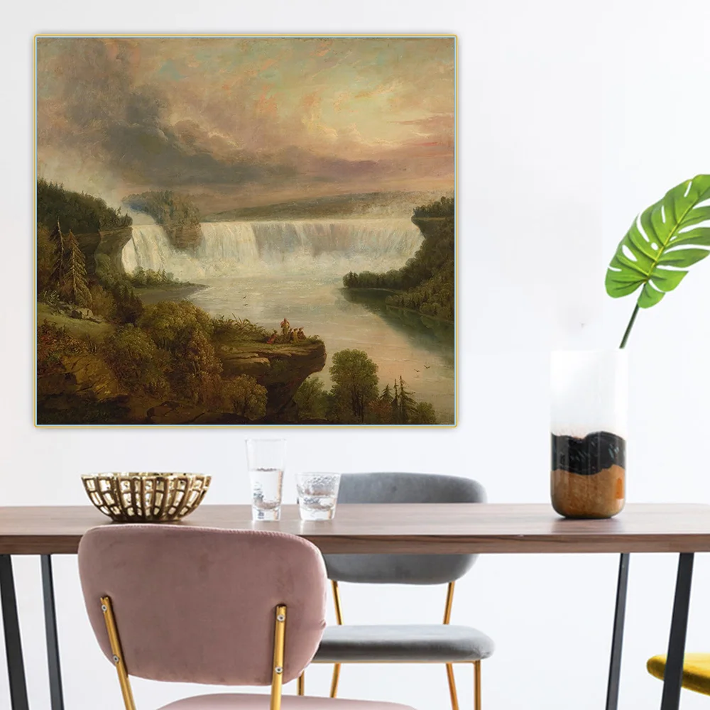 

Canvas Oil Painting Frederic Edwin Church"Niagara Falls (Horseshoe Falls)"Home Room Interior Decoration Wall Art Aesthetic