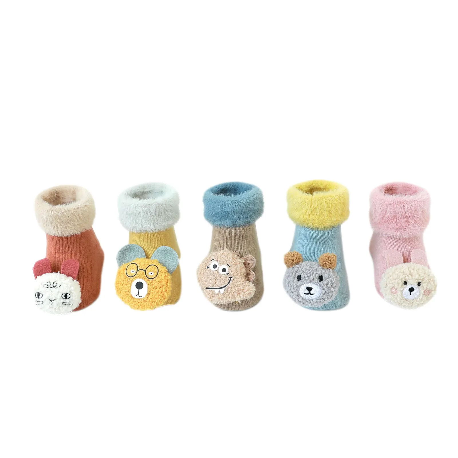 

Infant Thickened Floor Room Socks Baby Boys Girls Mink Hair Cartoon Animal Decoration Indoor Non-slip Socks Footwear 0-3Years