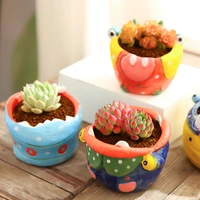 thick ceramic breathable fleshy flowerpot creative big eyed monster hand painted home office decoration garden ornaments