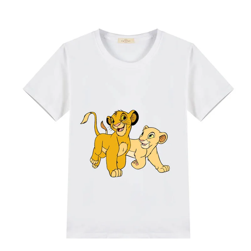 Новое поступление Аниме Лев Simba ребенок черный футболки из хлопка для мальчиков и девочек 4 6 8 10 12 лет