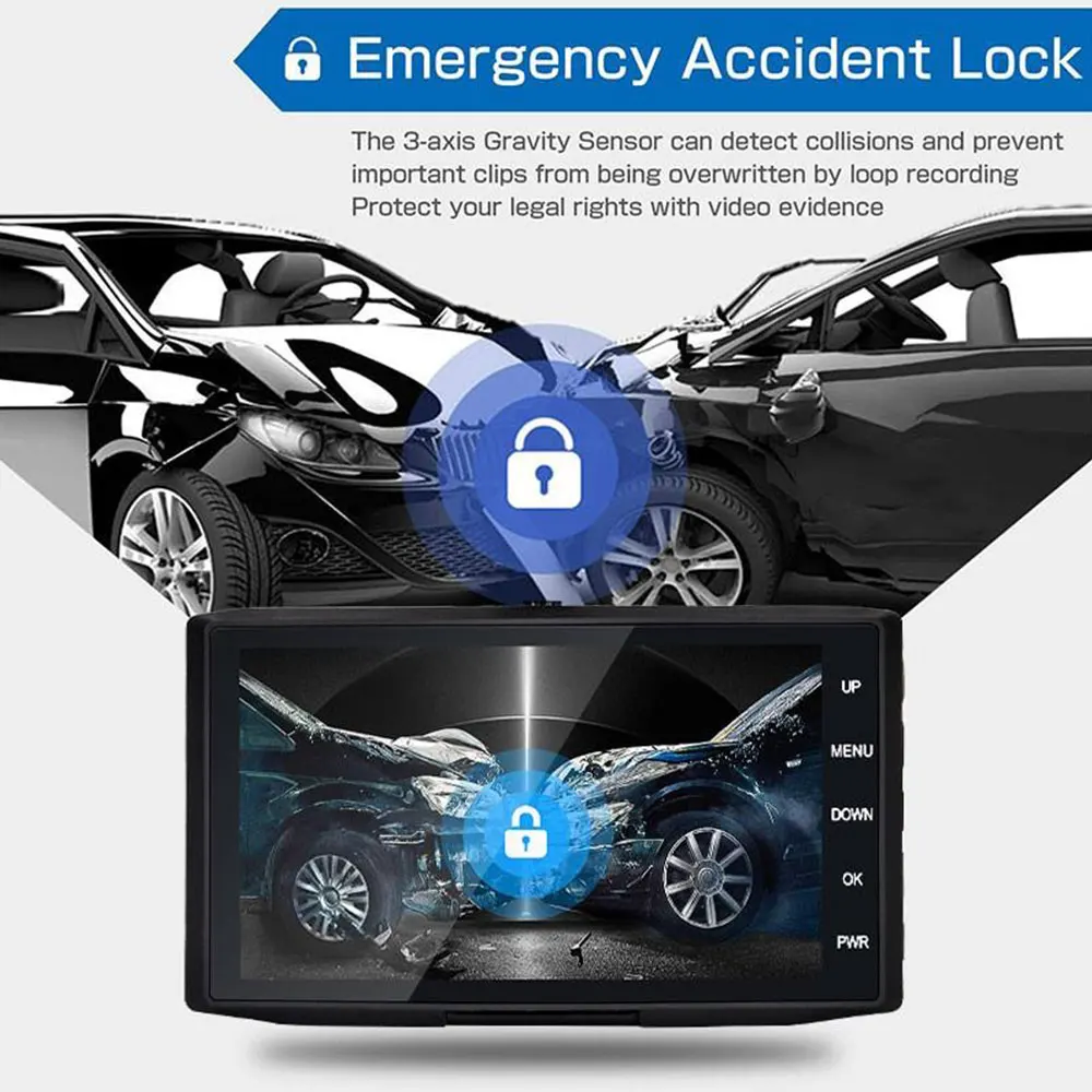 

ANYTEK Universal IPS 1080P Dash Iens 4 Inches 3 Cameras 170 Lens Automatic Camera Reversing Image Motion Detection