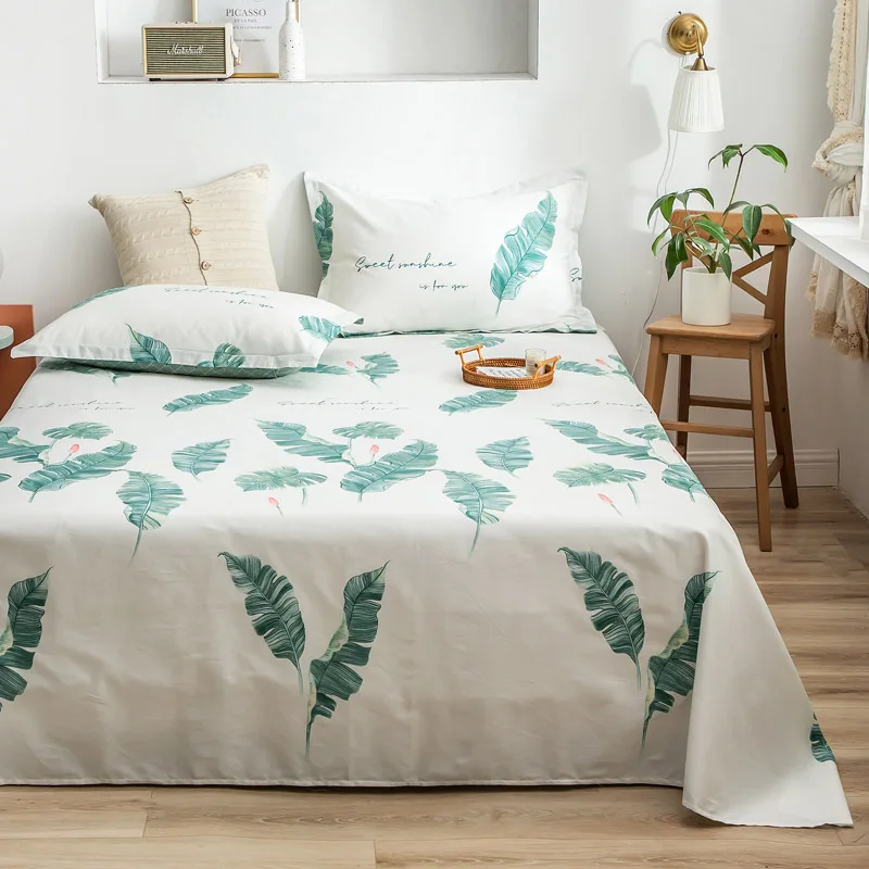 

Nordic Cotton bed sheet sets twin full Queen King size Bedding leaves Bed set fashion Bed Sheet Set Pillowcases white flat sheet