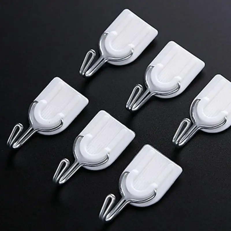 6pcs/box New Multifunctional White Traceless Wall-mounted Versatile Nail-free Sticky Hooks Household Kitchen Bathroom Tools | Дом и сад