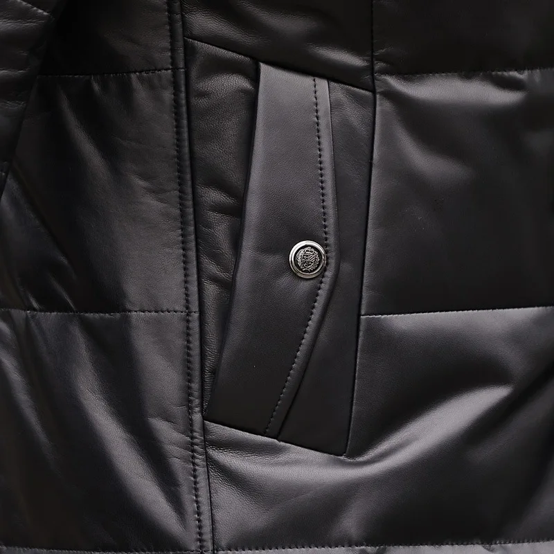 2021 Real Sheepskin Leather Jacket Men Warm White Duck Down Jackets Korean Men's Clothing Mink Fur Collar Hommes Veste Pph1828 | Мужская