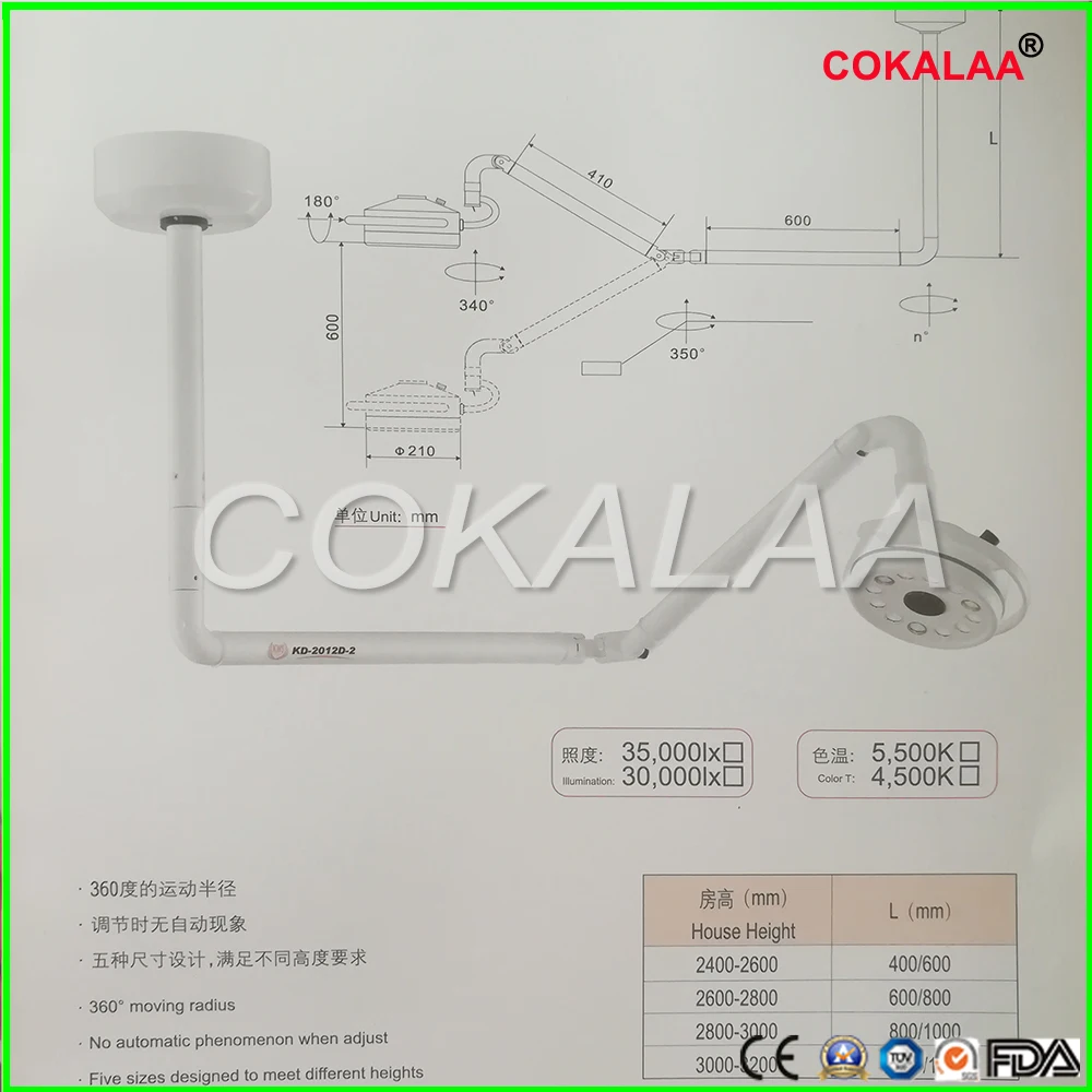COKALAA 36 Вт супер яркий стоматологический потолочный светодиодный светильник для