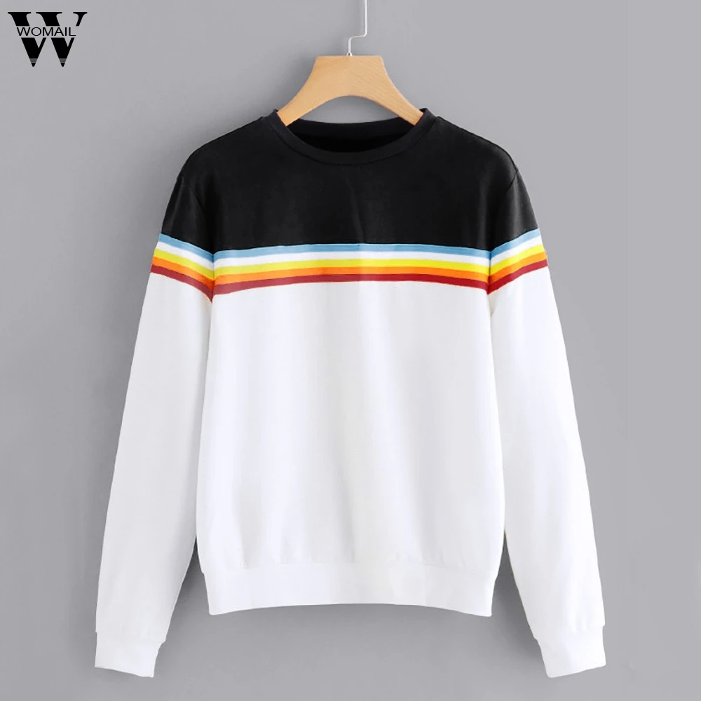 Женская толстовка с круглым вырезом модная свободная однотонная Радужная