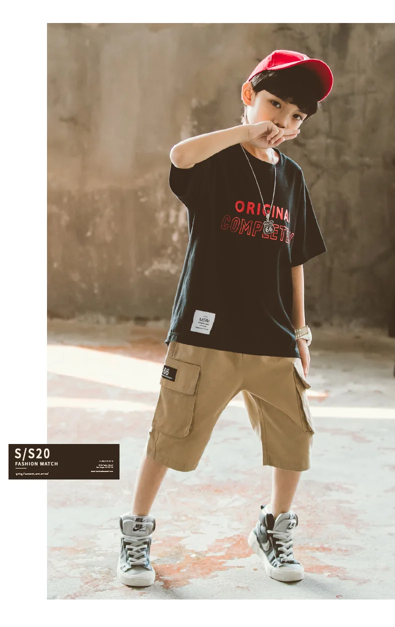 

Fashion Boy Clothes Set Outfits Children Cute Teenage Boys Clothes Boutique Kids Tracksuit Summer Camisetas Children Sets AE50CC