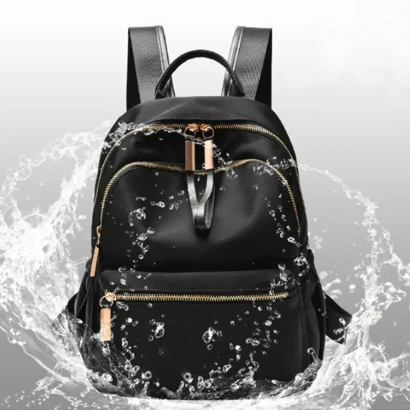 Повседневный Рюкзак из ткани Оксфорд для женщин черные водонепроницаемые