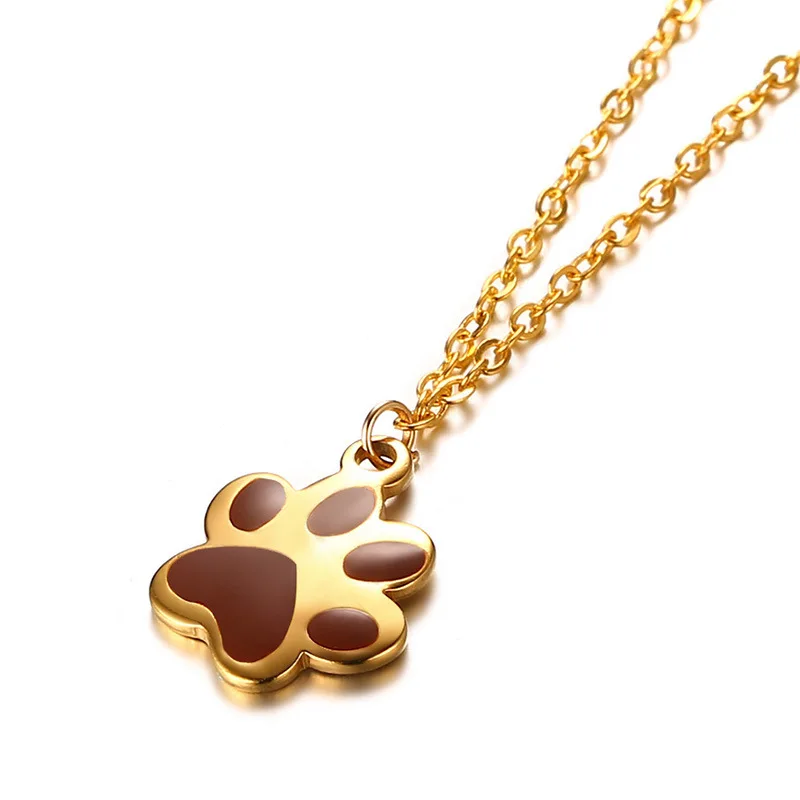 

FXM stainless steel necklace hot sell top quality single women 14mm Little bear's paw gift women jewelry