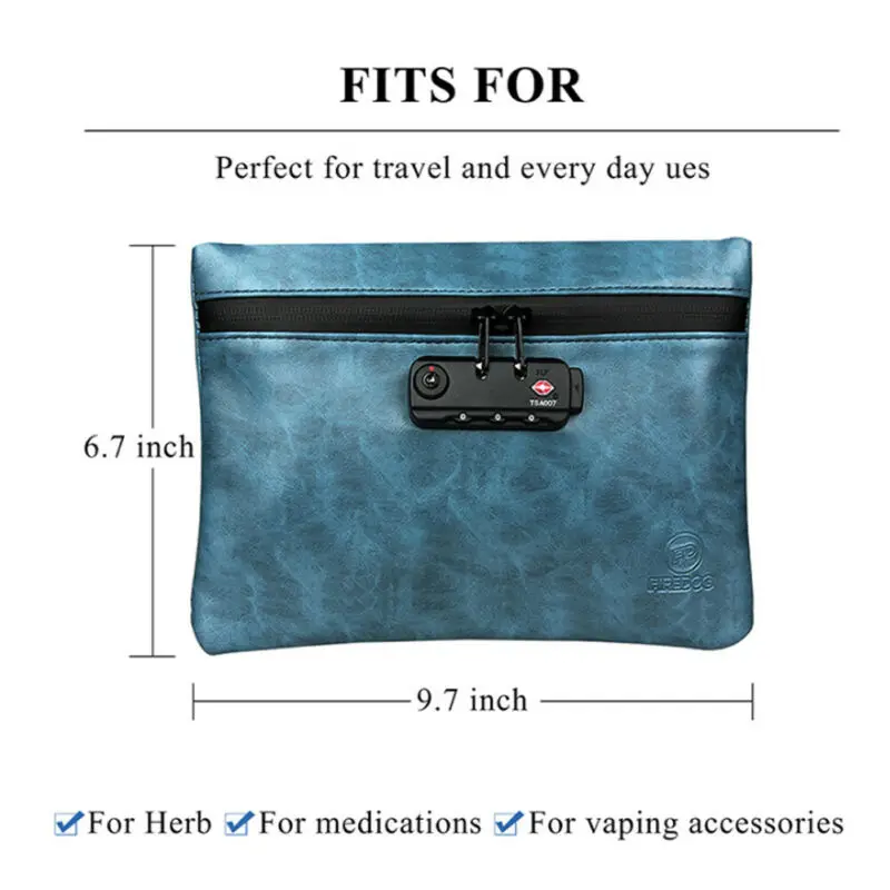 

Travel Cosmetic Bag Smell Proof Bag Water Resistant Stash Bag Pouches with Combination Lock Purse Wallet