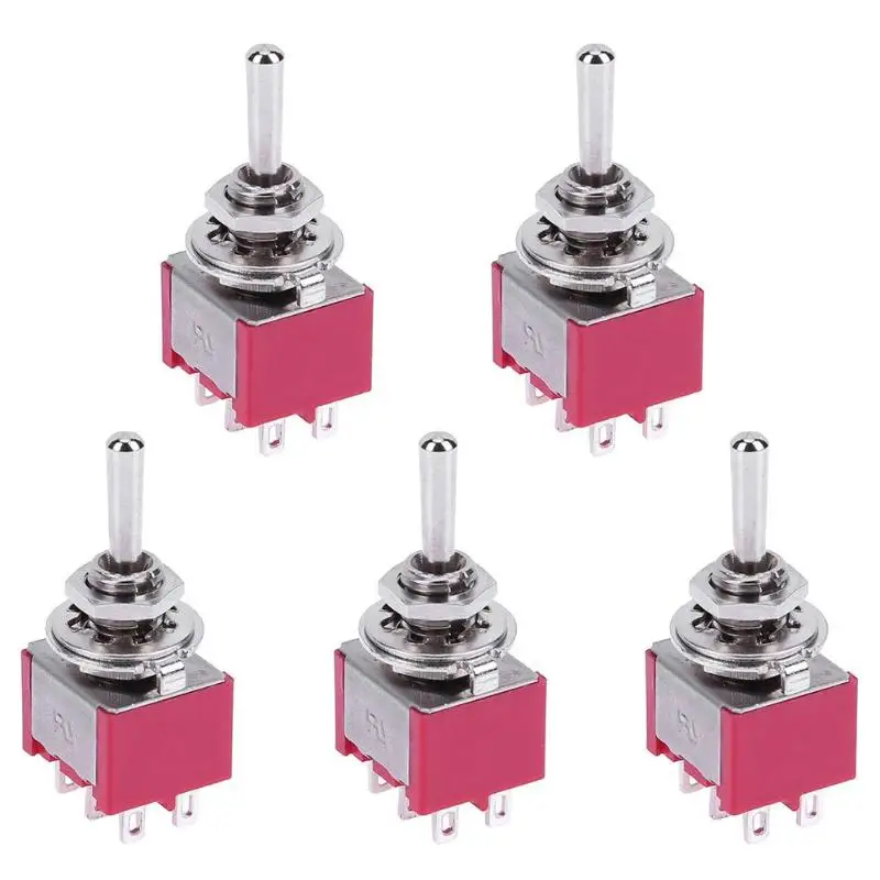 5 шт. Mini 3 позиции 6Pin тумблер MTS-223 двойной сбросить Мощность выключатель