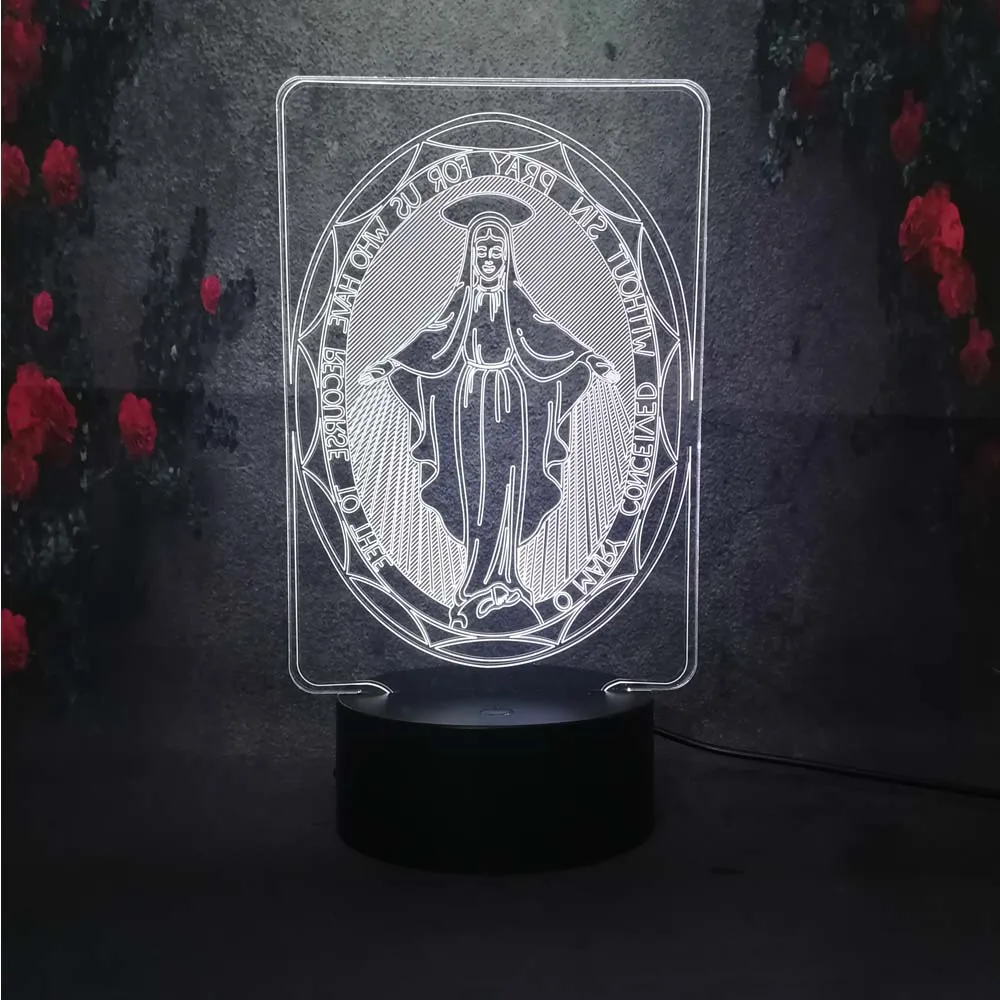 Virgin Mary 3D Led настольная лава лампа Lampara RGB зарядка 7 цветов Иллюзия сна для малышей