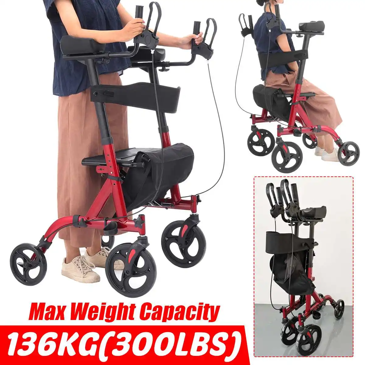

Elderly Walking Aid stroke Hemiplegia Rehabilitation Equipment Handbrake Foot Brake 4 Unversal Wheels Adult Walker Leg Training