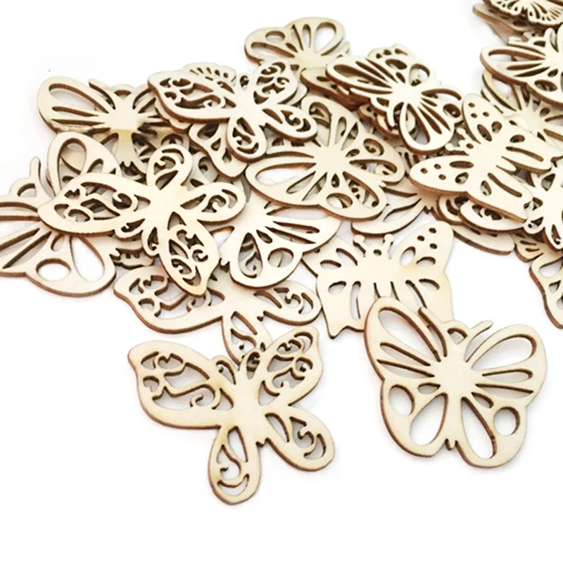 10 шт. натуральные деревянные ломтики бабочки для рукоделия принадлежности