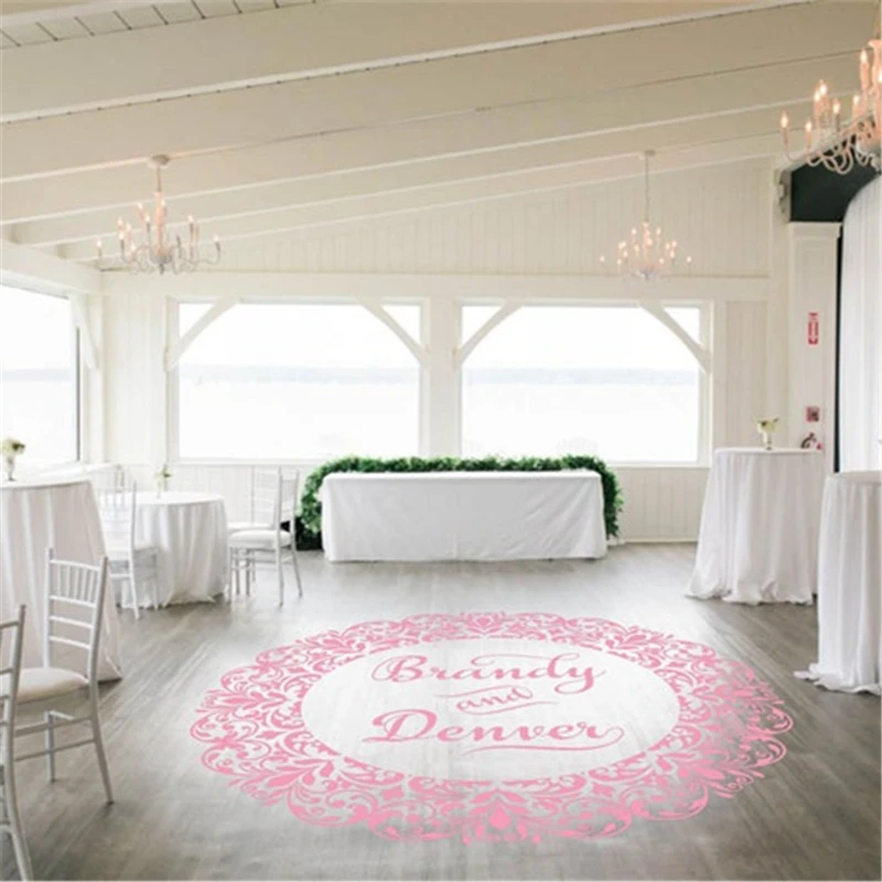 

Wedding Dance Floor wall sticker Vinyl Wedding Couples name Decoration Floor Decal Dance Floor Wedding Sticker home decor HY153