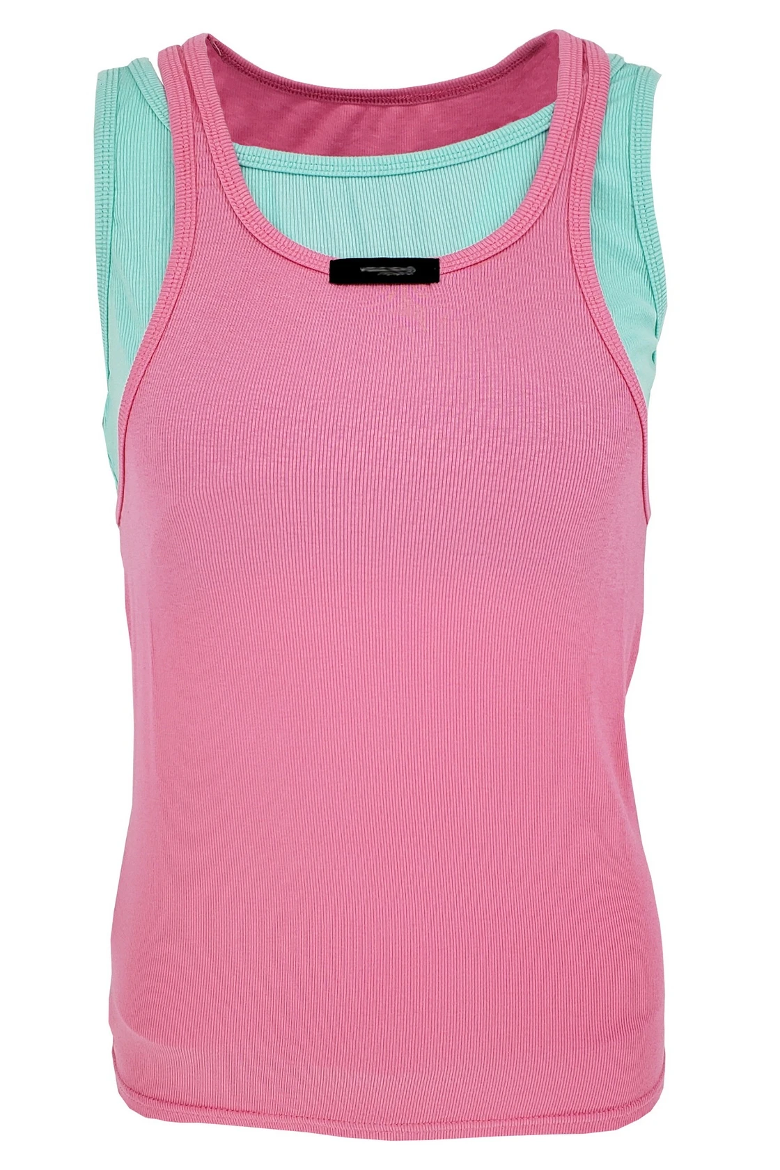 

Korean Candy Color Fake Two Pieces Bandage Dress Cute Slim-Fit Knitted Elastic Thread Bottoming Vest for Women Summer