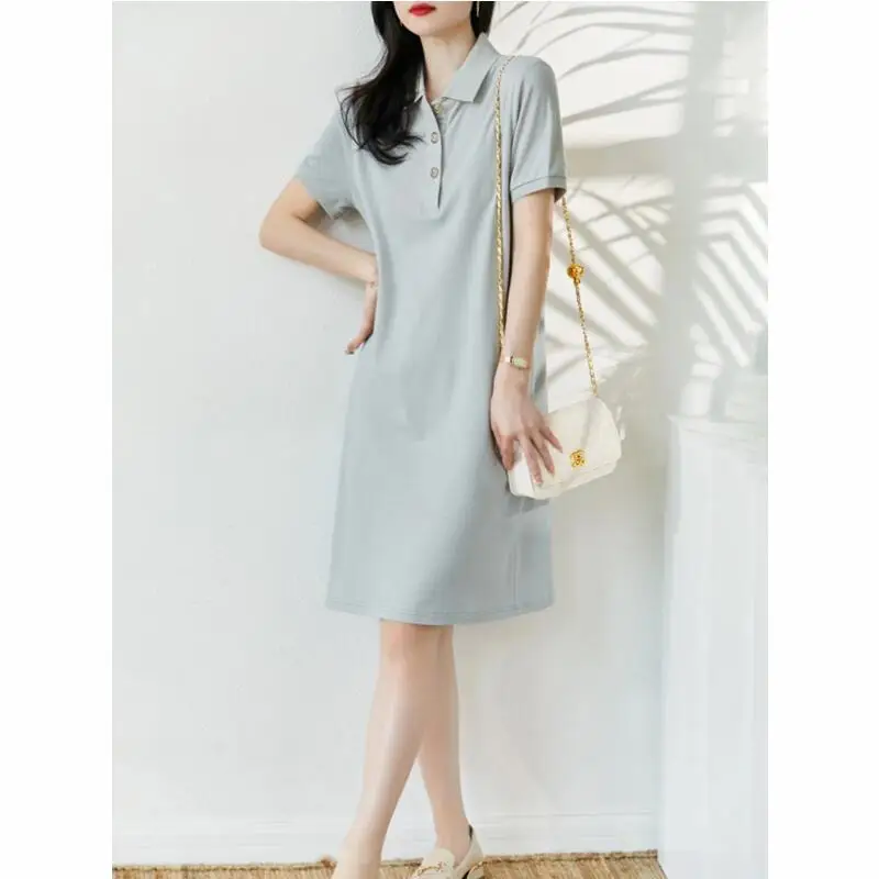 

Casual Small Fresh POLO Short-Sleeved Dress 2021 Summer New Women's Loose Temperament Dresses Vestidos
