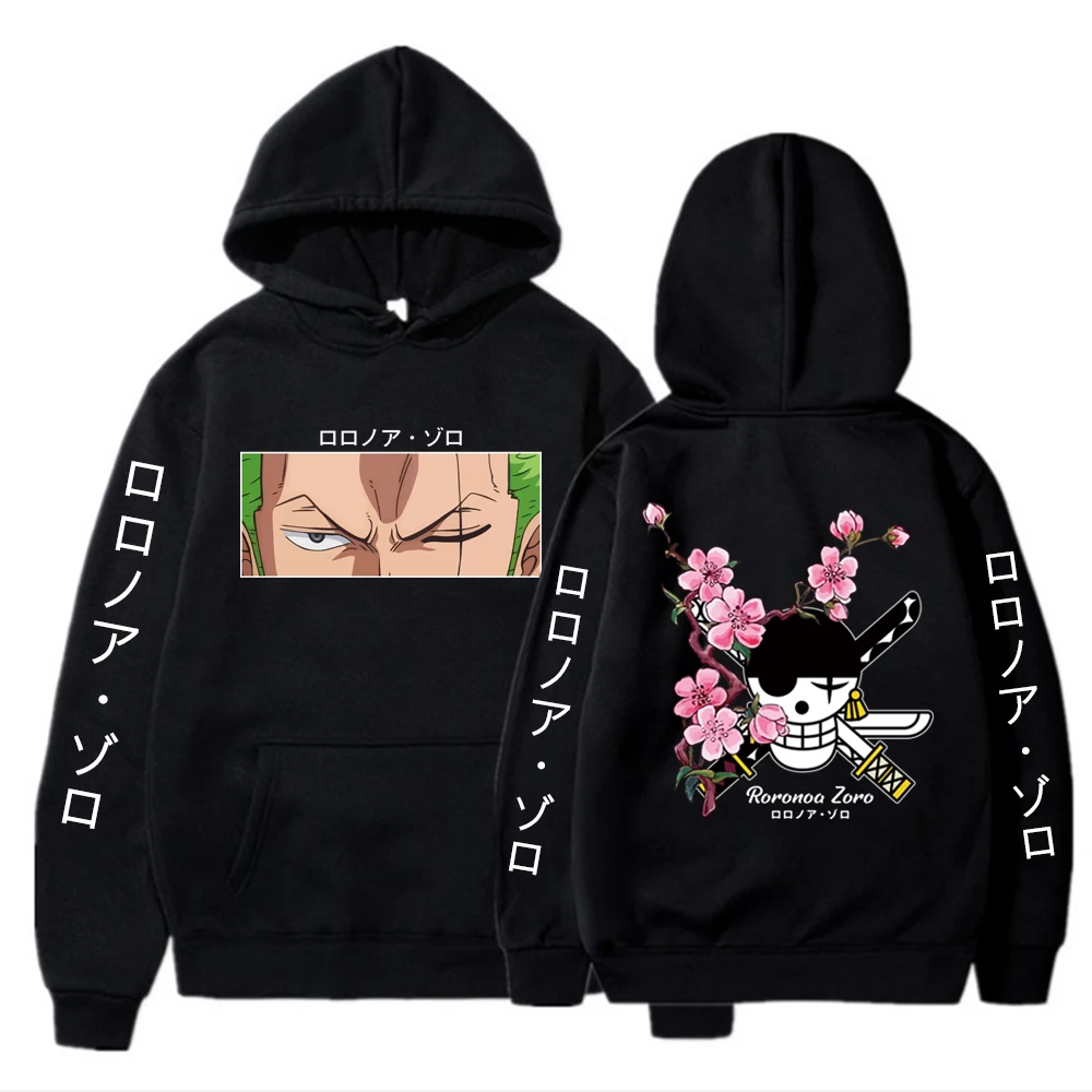 Hot One Piece Anime Hoodie Roronoa Zoro Print Pullover Tops Long Sleeve Loose Casual Fashion Uniex Streetwear | Мужская одежда