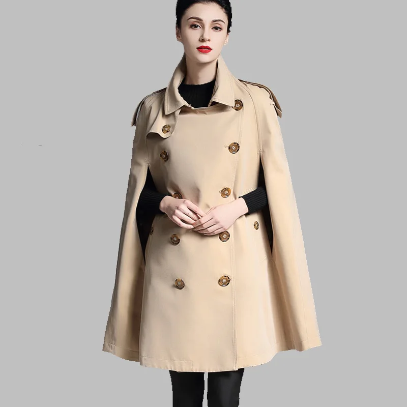 Новая ветровка Женская BF британская набивной длинный рукав цвета хаки свободные