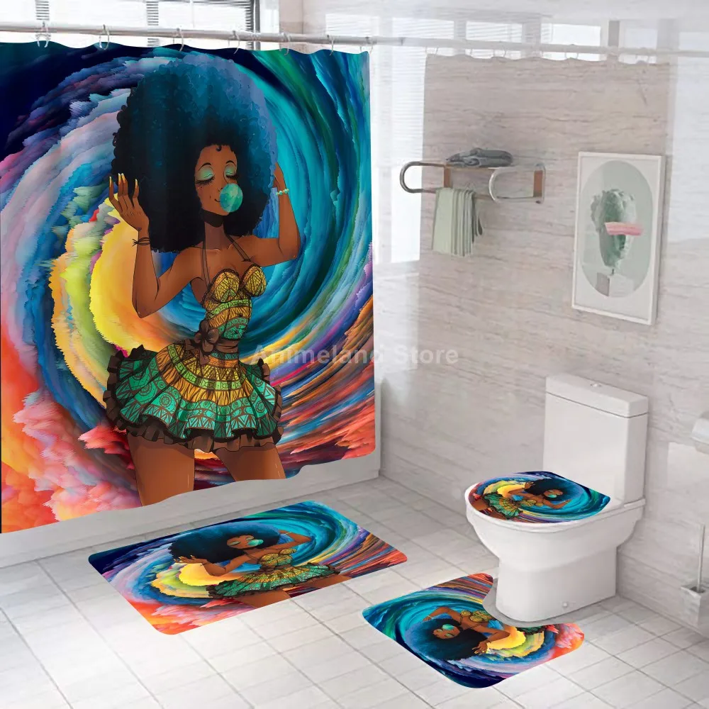 Стильная африканская красавица душ Шторы s Ванная комната наборы для ванной