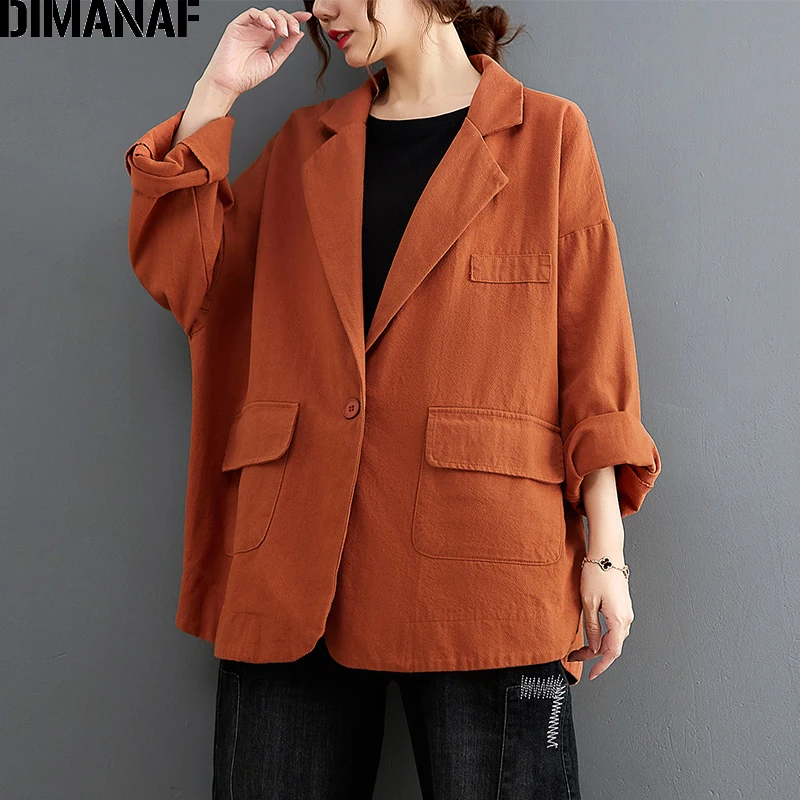 

DIMANAF Women Clothing Oversize Bomber Jacket Coat Cotton Thick Loose Casual Autumn Winter Office Lady Outerwear Button Cardigan