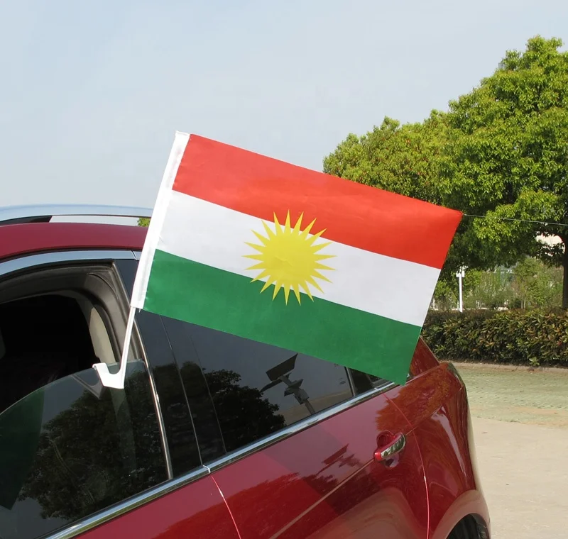 

ZXZ 2PCS 30*45Cm plastic Stick Kurdish car flag Banner kurdistan car waving Flag National Flag