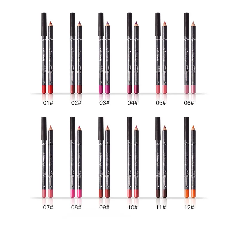 

12Colors Lipliner Matte Lipstick Pen Waterproof Makeup Colorful Silk Nude Long Lasting Lip Liner Pencil Pigments Lip Multi-Color
