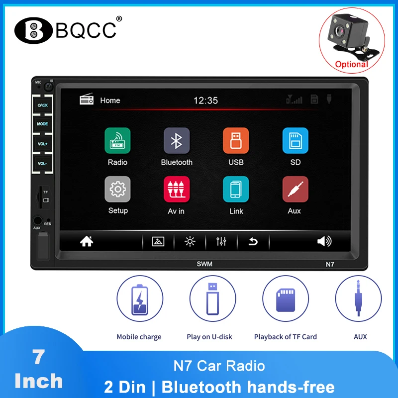 

Автомагнитола N7, мультимедийный плеер с 7 "сенсорным экраном, HD, Bluetooth, типоразмер 2 Din