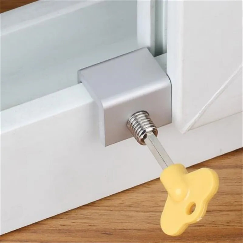 

High Quality Security Child Safety Lock Sliding Window Lock Sliding Sash Stopper Baby Safe Protective anti-theft Limiter