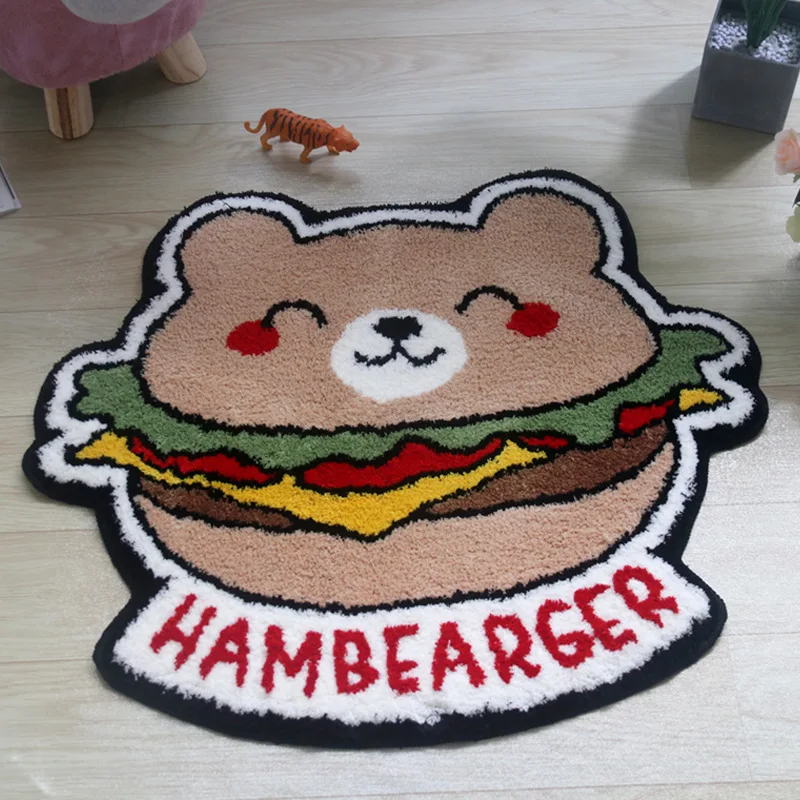 Коврик с принтом гамбургеров мягкий ворсистый впитывающий нескользящий