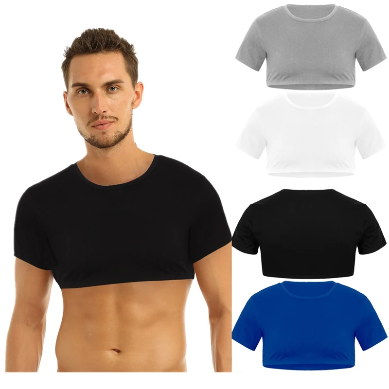 

Freebily Crop Top Men Clubwear Stage Costume Tank Tops Shirt Bodybuilding Casual Clothing Male Fitness Vest Sissy Gay Nightwear