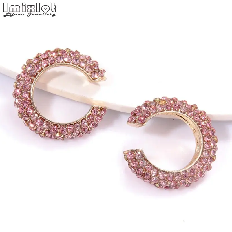 Женские серьги каффы с кристаллами в стиле бохо Разноцветные образной формы