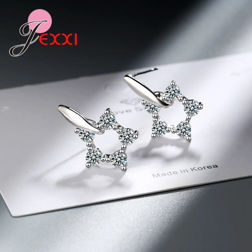 Женские серьги гвоздики из серебра 925 пробы с фианитом|Серьги-гвоздики| |