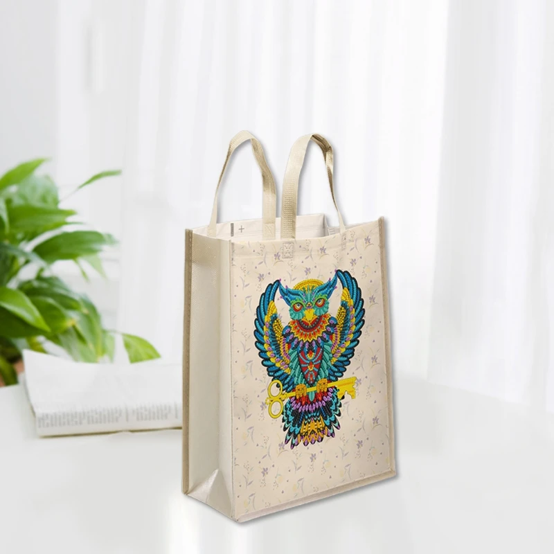 

28TF 5D DIY Painting Tote Bag Reusable Grocery Bags Fashionable Art Shopping Handbag