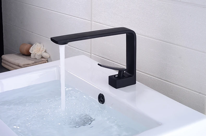 Basin Faucets Black/White Brass Faucet Bathroom Sink Faucet Single Handle Deck Mounted Toilet Hot And Cold Mixer Water Tap