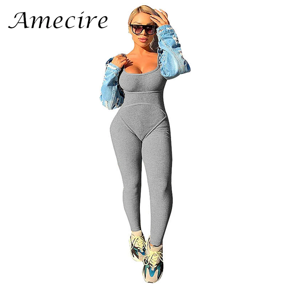 

Amecire Women Girls Fashion Casual Streetwear Overalls Jumpsuit Outfits Chic Shinny Ribbed Short Romper Playsuit Sexy Daily Wear