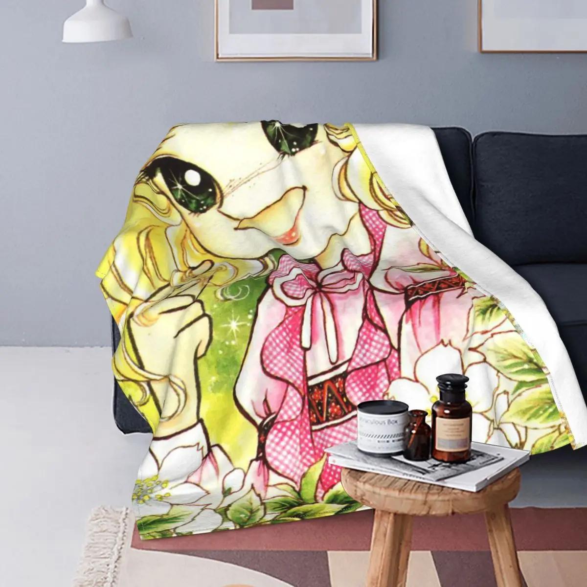 

Flowery Candy Candy Anime Blankets Kawaii Cute Girl Flannel Awesome Warm Throw Blanket for Chair Covering Sofa Textile Decor