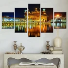 5 шт. пейзаж ночного освещения ЗНАМЕНИТЫЙ ИНДИЙСКИЙ достопримечательный сикх гурвара Золотой храм пейзаж холст постер HD печать домашний Декор Рамка