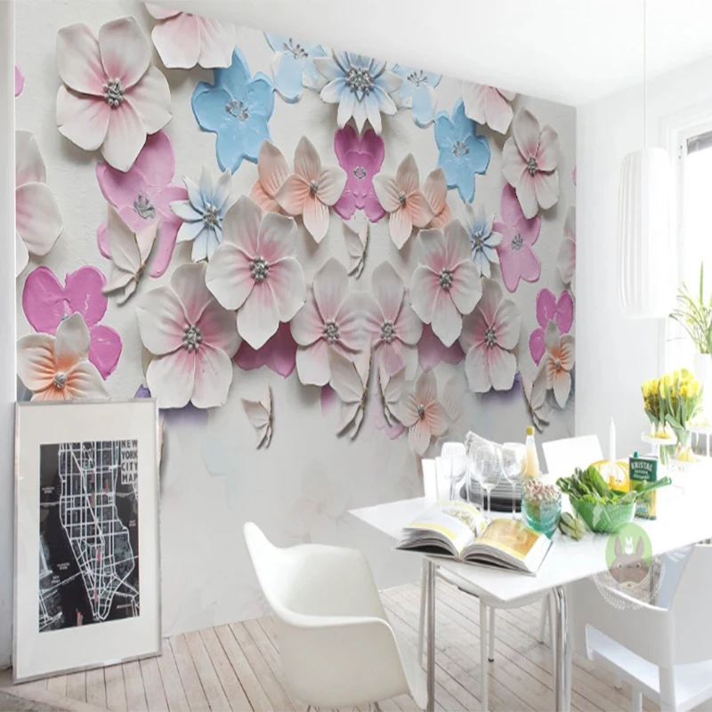 

Custom Mural Wallpapers Nordic Modern 3d Flower Wallpaper For Living Room Wall