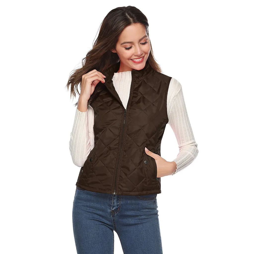 Женский Повседневный жилет Jaycosin теплая однотонная куртка без рукавов 31 #4 зима