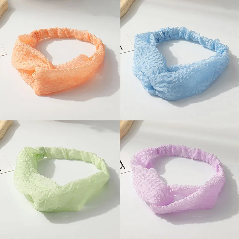 

Повязка для волос женская, мягкая эластичная однотонная лента с перехлёстом, с узлом, аксессуар на голову